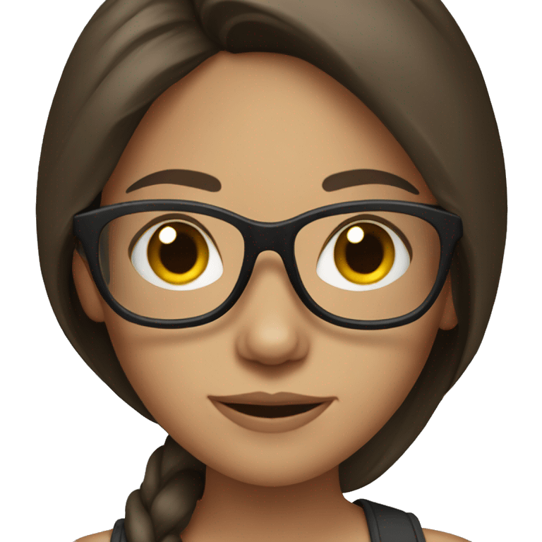 Brunette girl with long hair and glasses emoji