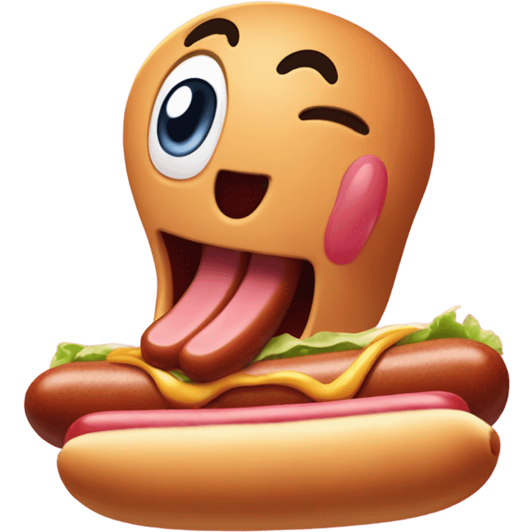 Kirby inhaling a hot dog emoji