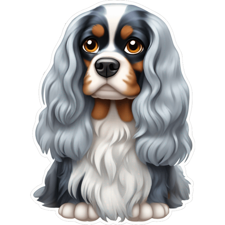 blue merle cavalier king charles spaniel  emoji