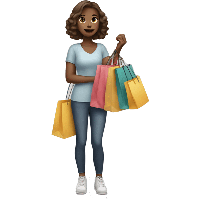 Shopaholic girl with bags in her hands emoji