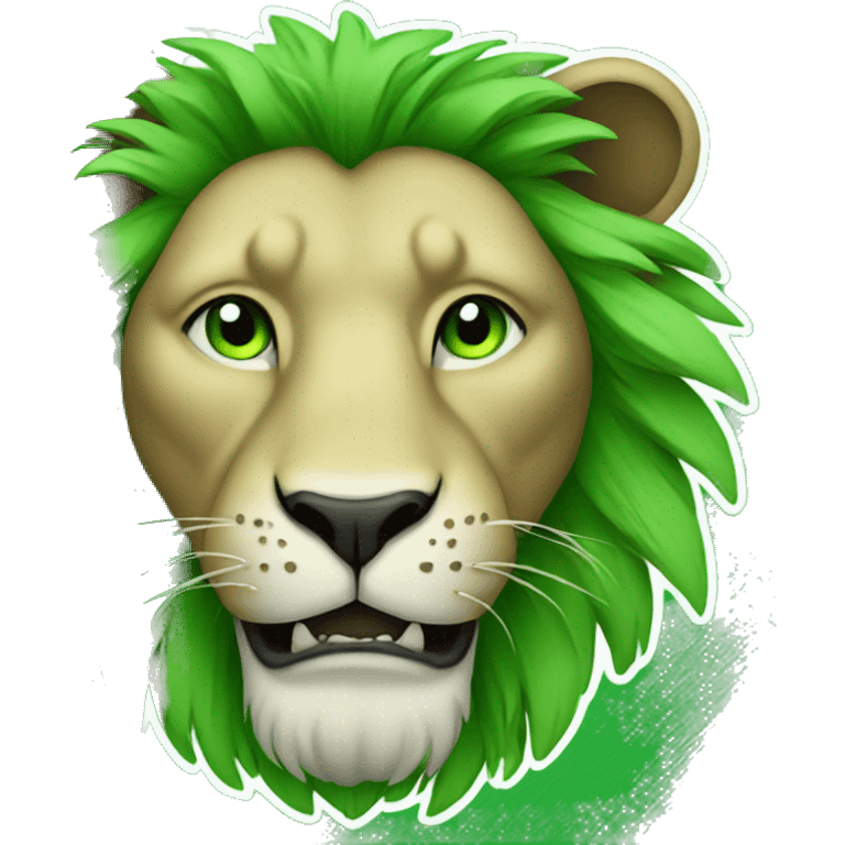 Lion with green effects emoji