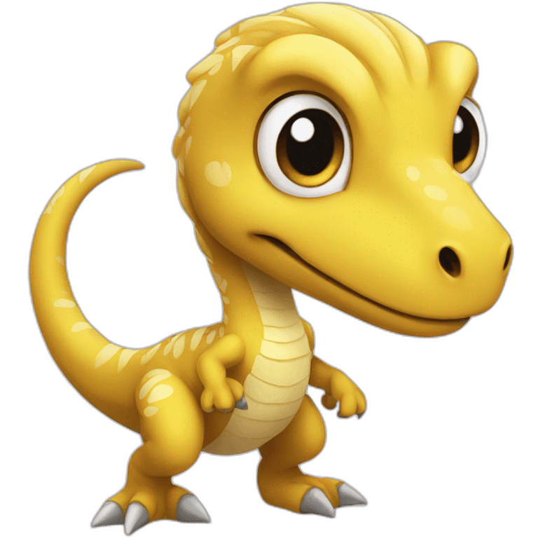 cute yellow velociraptor chibi emoji