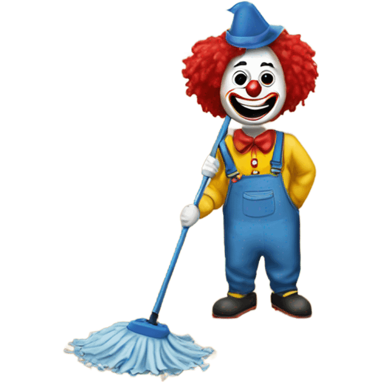 Clown mopping a floor in school  emoji