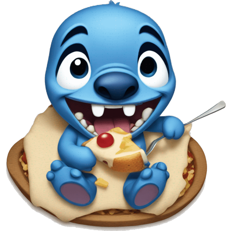 Stitch from cartoon eating emoji