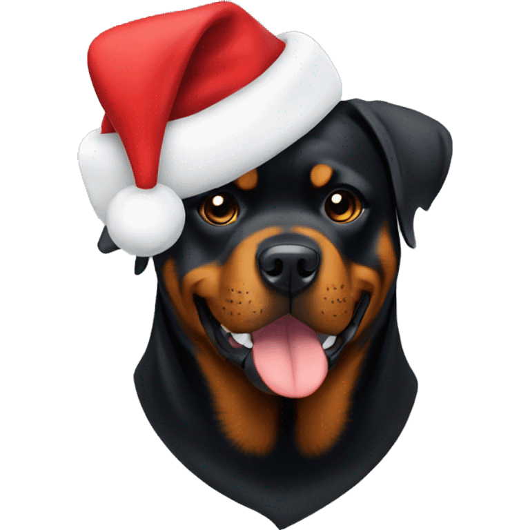 Rottweiler with a Santa hat emoji