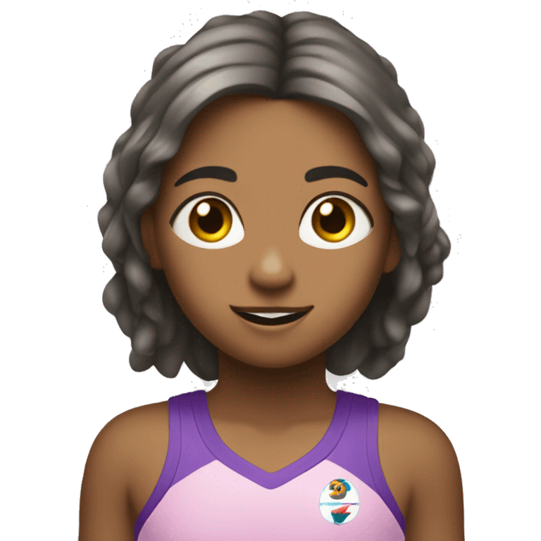 Niña con balón de voley y una flor emoji