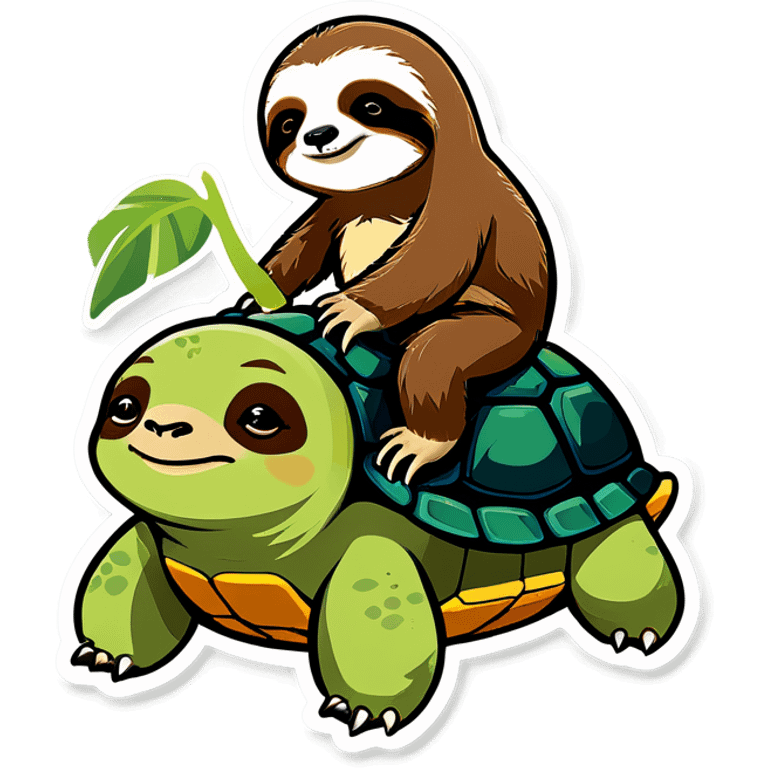 Sloth riding a turtle  emoji