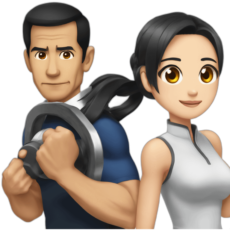 Jokowi gym muscle and anime girl emoji