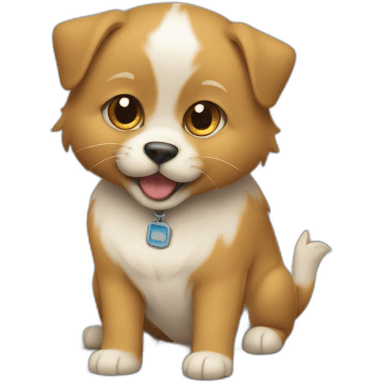 Un chat sur le dos d'un chien emoji