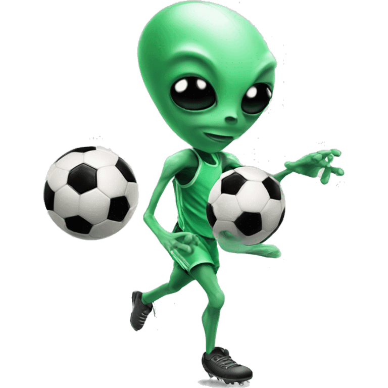 Alien playing soccer emoji