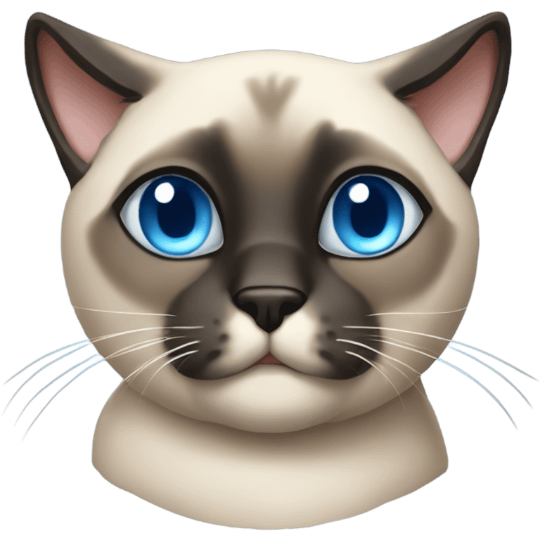 Chunky Siamese cat with dark face and blue eyes emoji