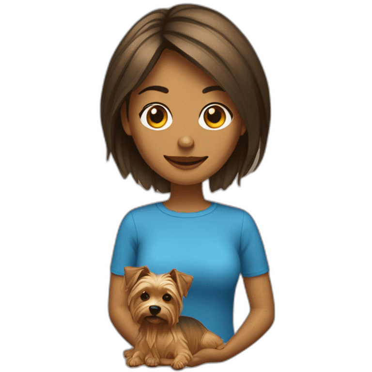 Mujer con su Yorkshire Terrier emoji