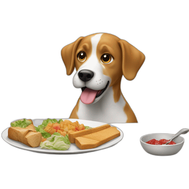 A dog eating lunch emoji