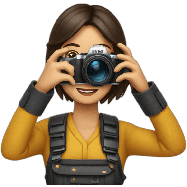 Femme brune photographe emoji