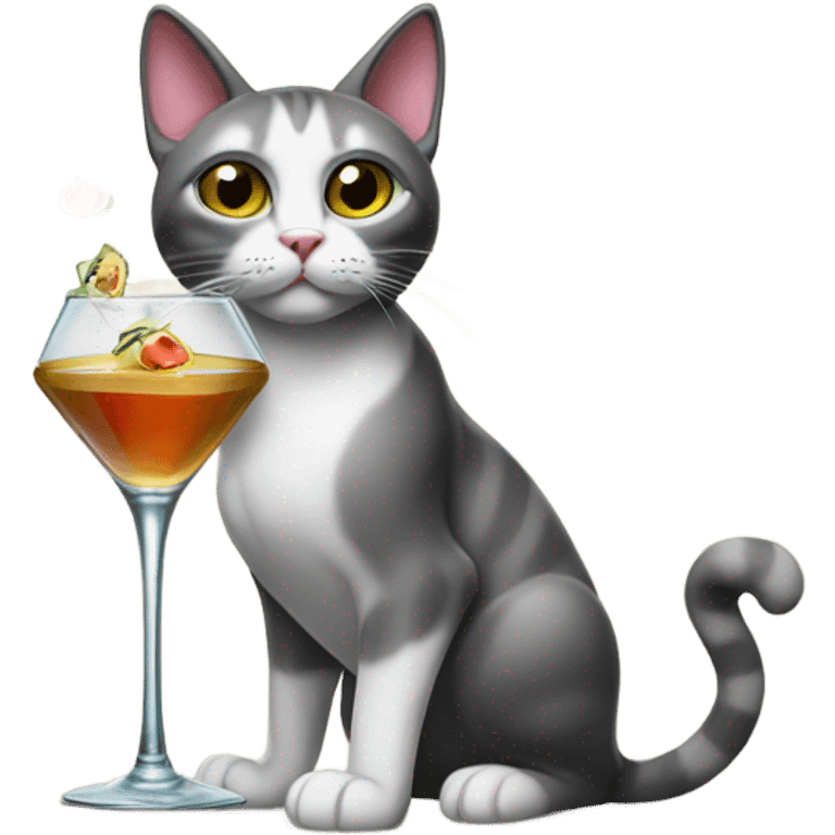 cat with martini glass in paw emoji