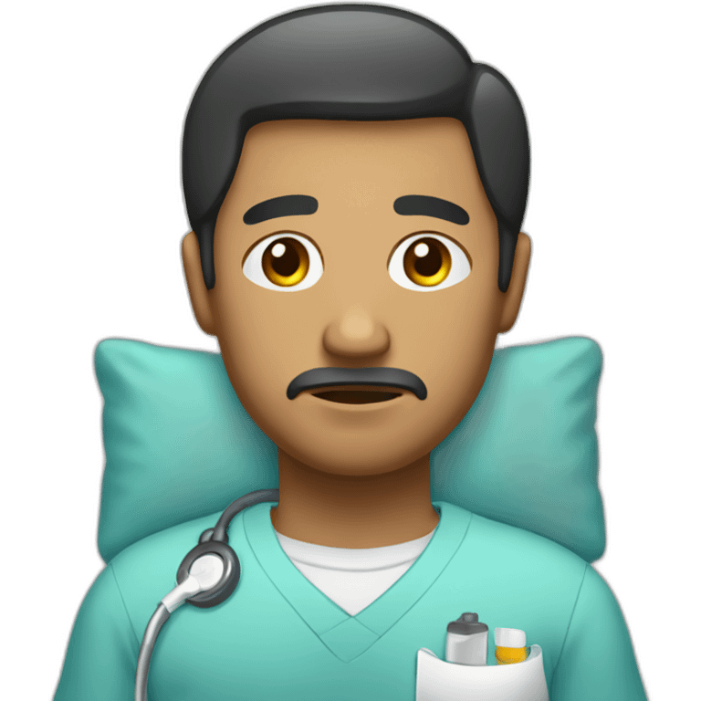 sad latino man in hospital room emoji