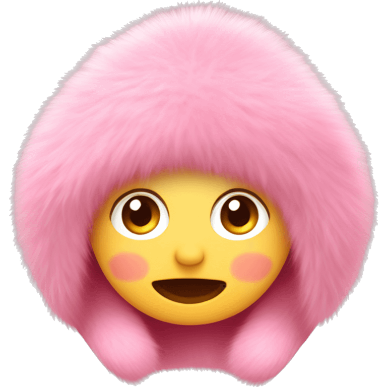 Cute pink fur hat for winter emoji