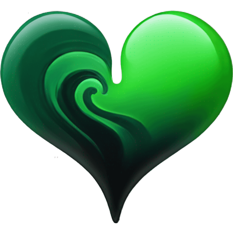 Half black and half Green swirl heart emoji