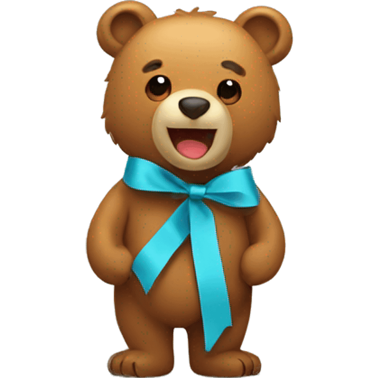 Bear with q ribbon emoji