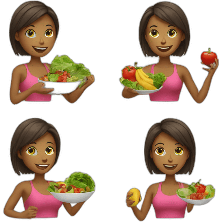 fit female eating healthy food emoji