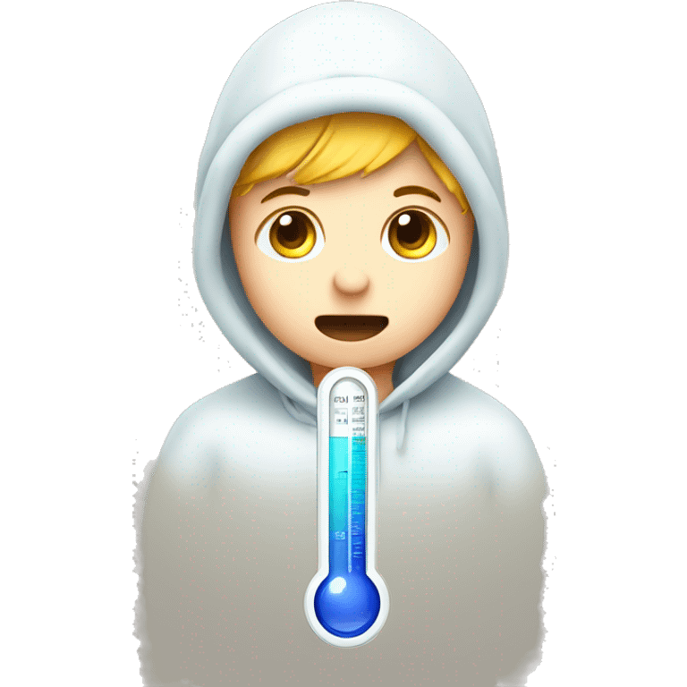 sick child, thermometer with high temperature emoji