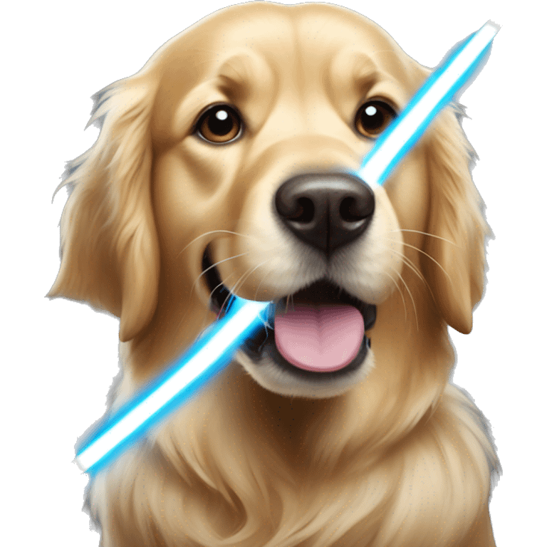 golden retriever with a lightsaber emoji