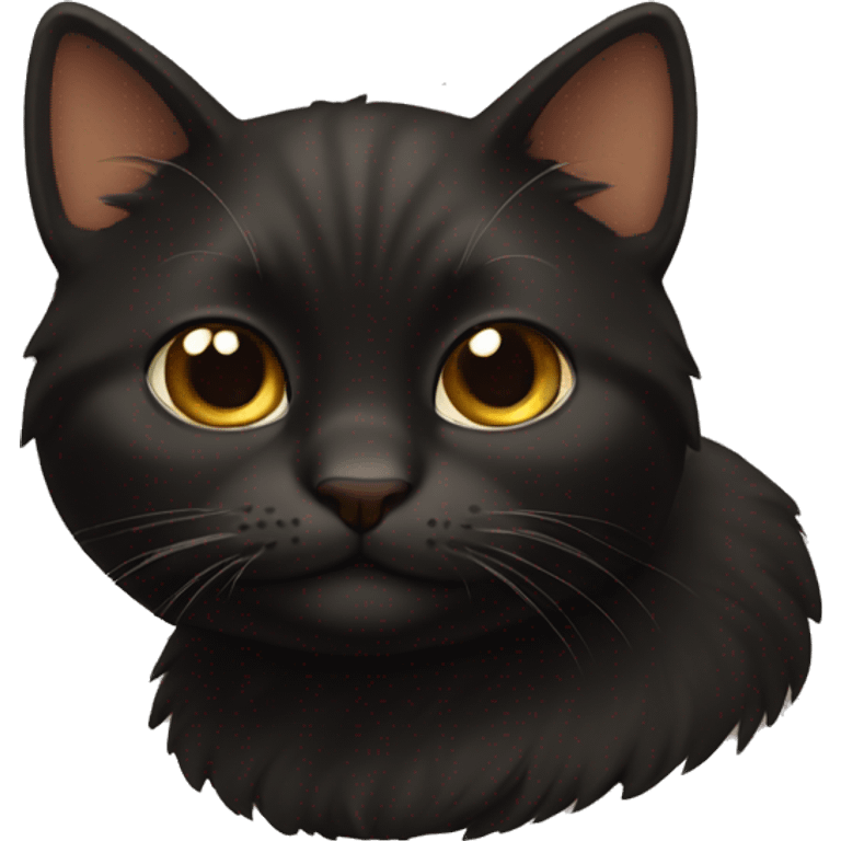 Puffy black cat with brown chest  emoji