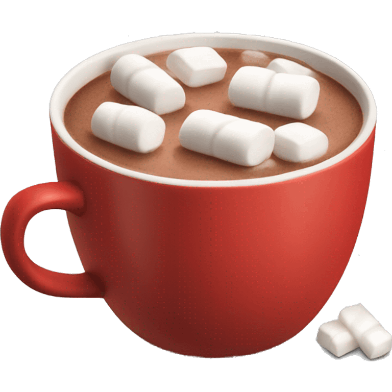 red mug of hot chocolate with marshmallows emoji