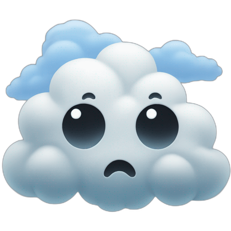 a scary cloud with a cute face emoji