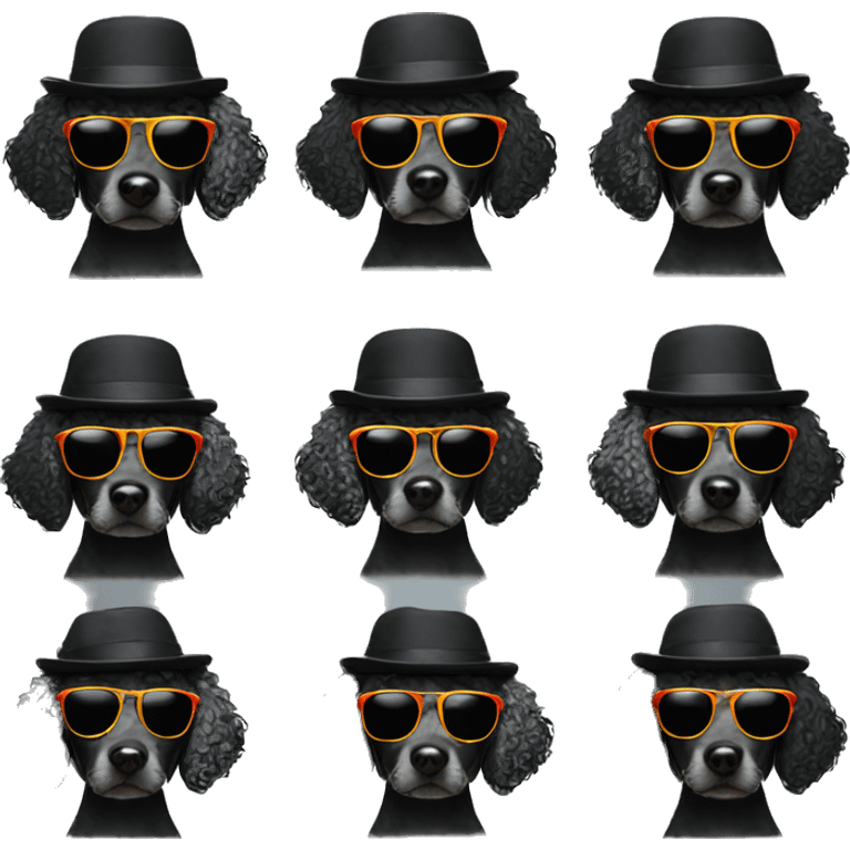 Black curly dog with hiphop hat and sunglasses emoji