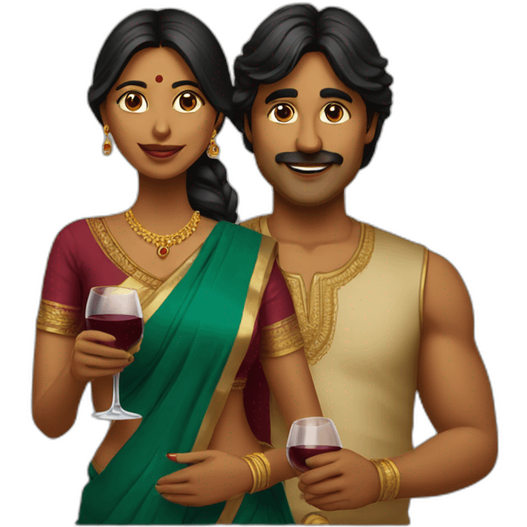 indian couple drinking wine emoji