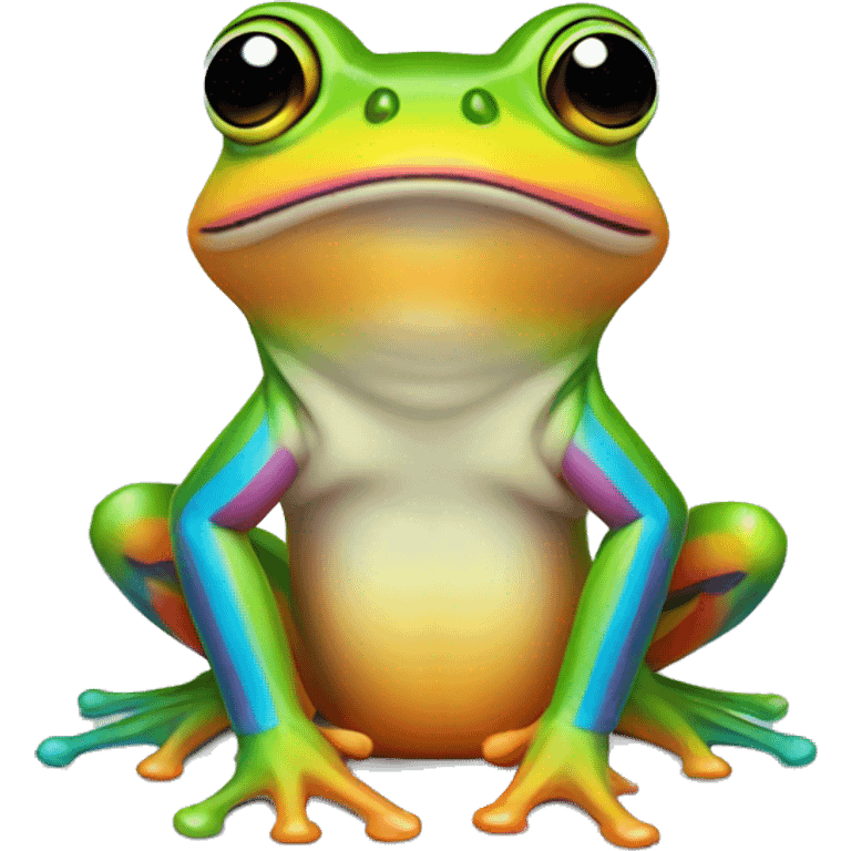 Rainbow stripes frog emoji