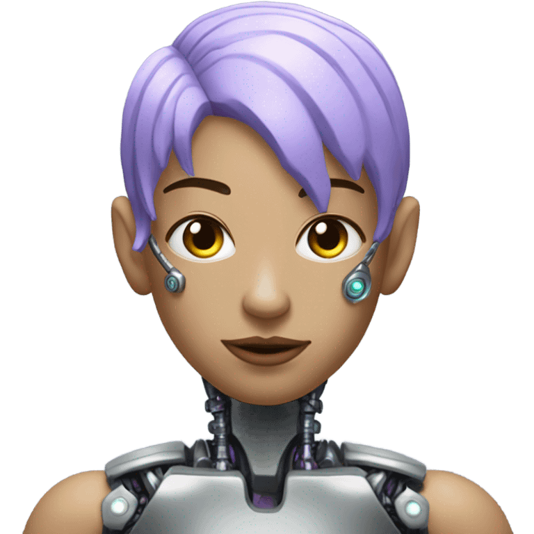 cyberpunk with lavender hair, cyborg mods emoji