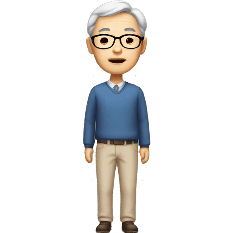 memoji, asian, old man, 57 years old, teacher emoji