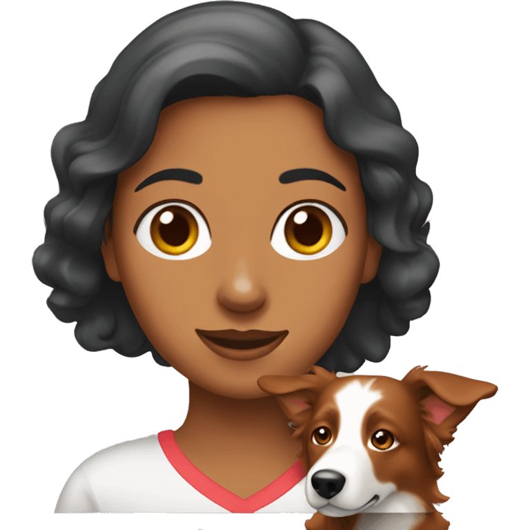 Woman with her red tri border collie  emoji