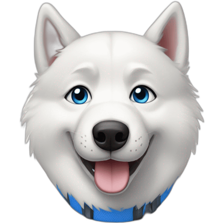 Happy white husky  blue eyes emoji