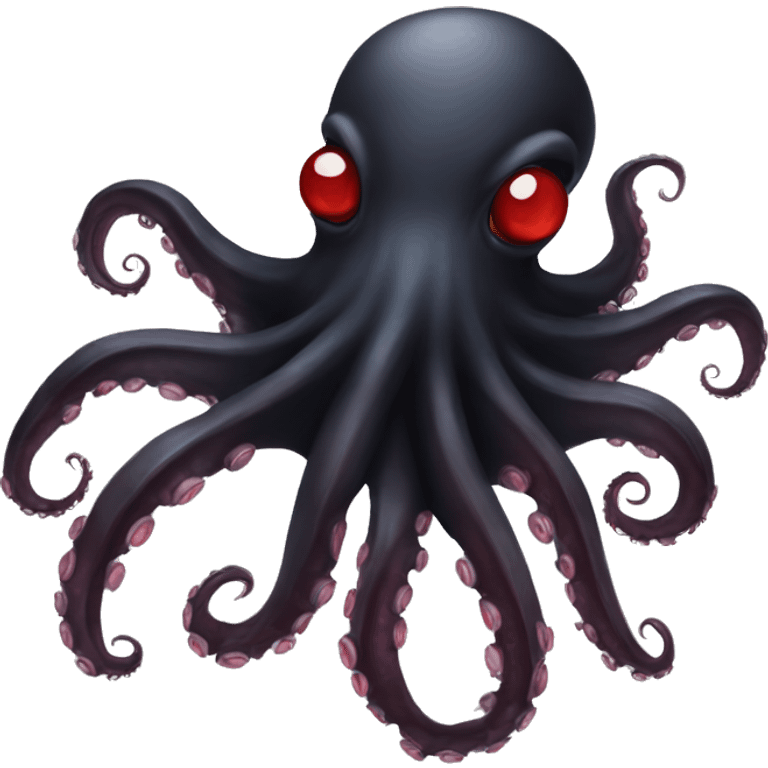 black octopus with red eyes emoji