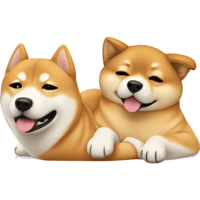 shiba inu and golden retriever laying on back emoji