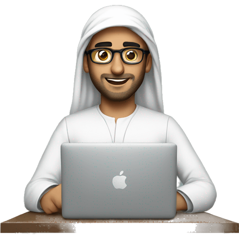 Working Arab guy with glasses and MacBook  emoji