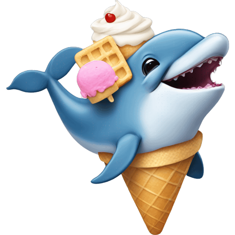 Dolphin eating ice cream emoji