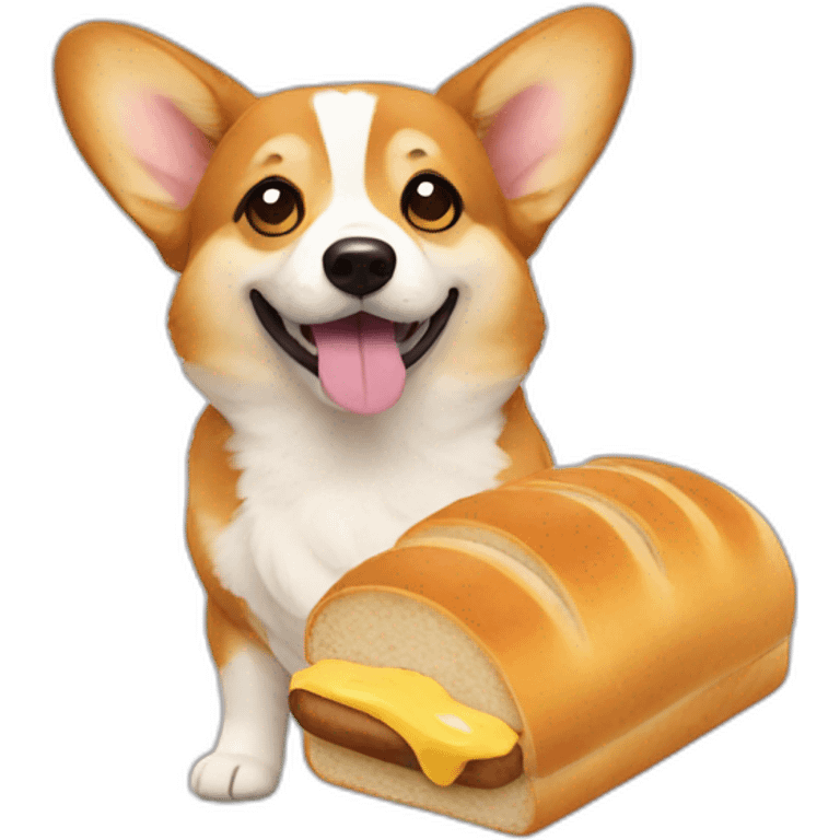 corgi in bread with mustard pokemon emoji