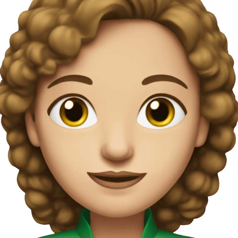 Distinguished woman with green eyes, brown hair, in her 40's emoji