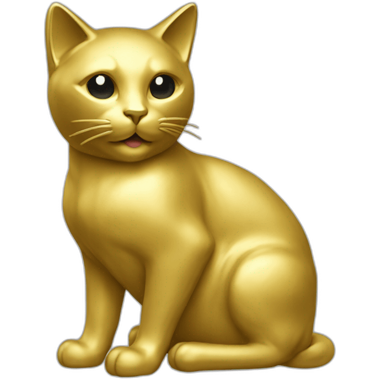 A statue of a cat in gold emoji