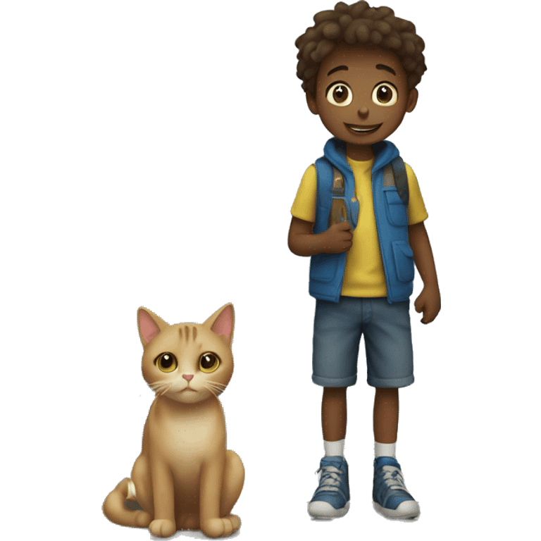 boy with cat at door emoji