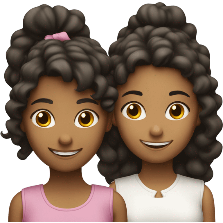 three girls smiling one black, one white, one hispanic emoji