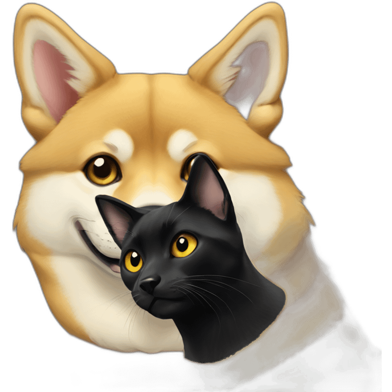 golden shibainu and black cat emoji