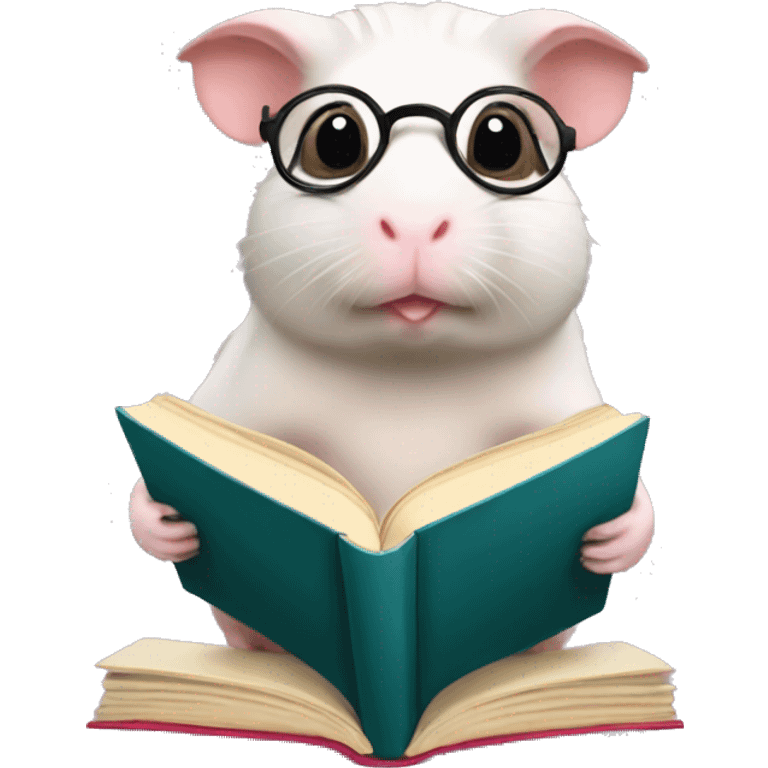 Hairless guinea pig reading a book emoji