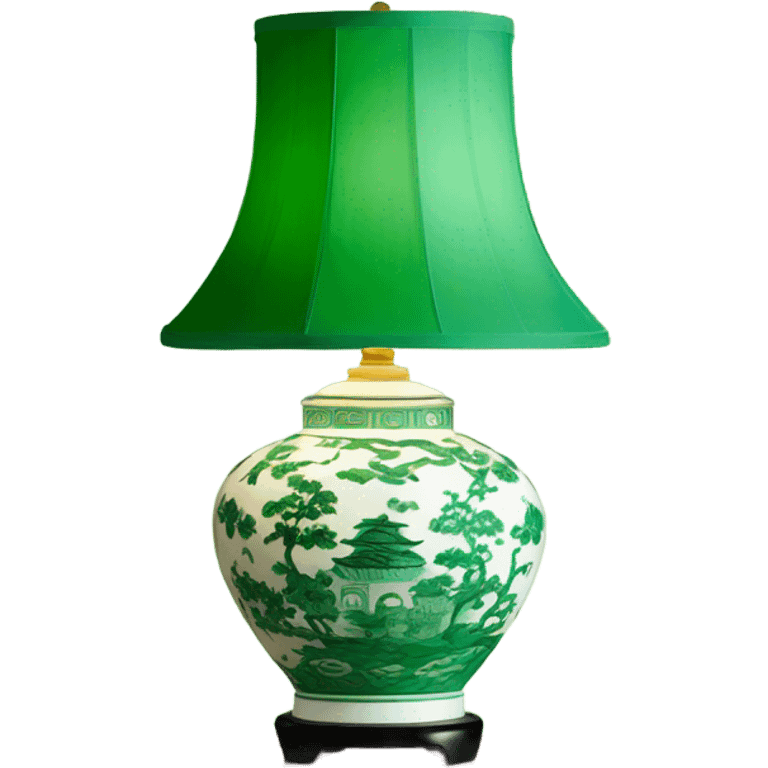 green and white chinoiserie lamp emoji