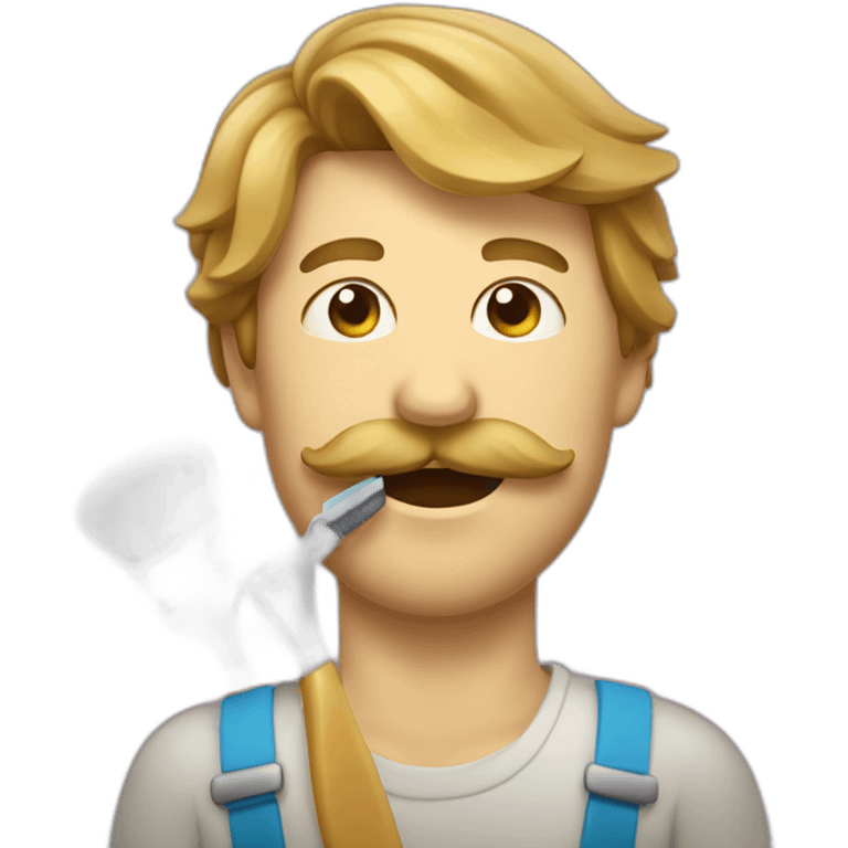 Homme avec une moustache en brosse a dent emoji