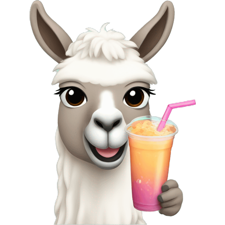 Llama drinking bubble tea  emoji